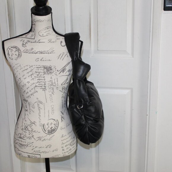 STYLISM Denmark Genuine Leather Black Puffer Quilted Handbag - Picture 9 of 16